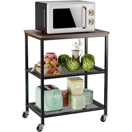 3-Tier Rolling Serving Cart with Mesh Shelves M2278