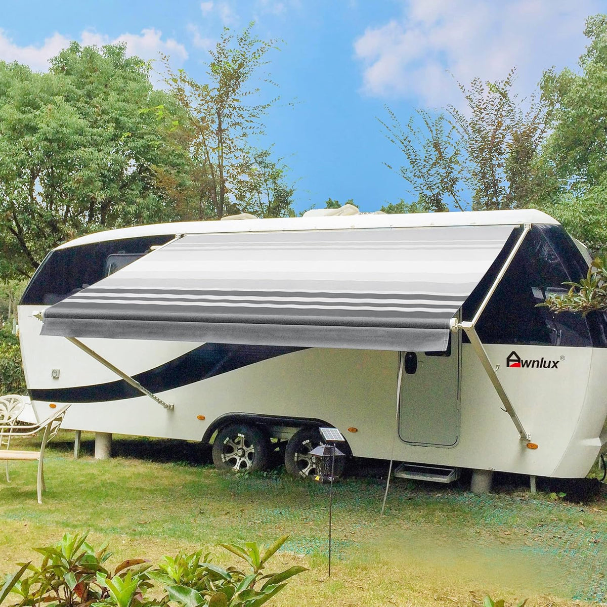 White Manual Modular Retractable RV Awning Full Set Assemblies 10x8 Ft P74839