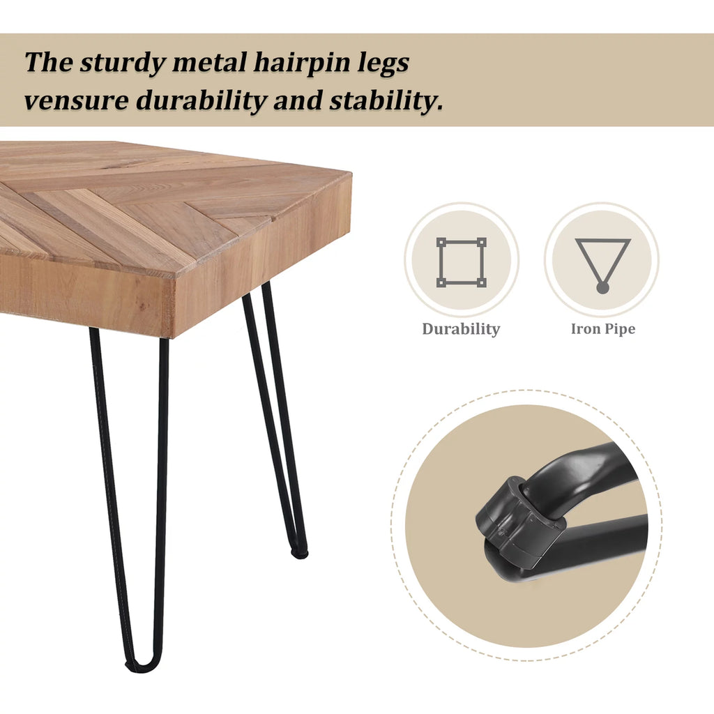 Coffee Table with Chevron Pattern & Metal Hairpin Legs S511