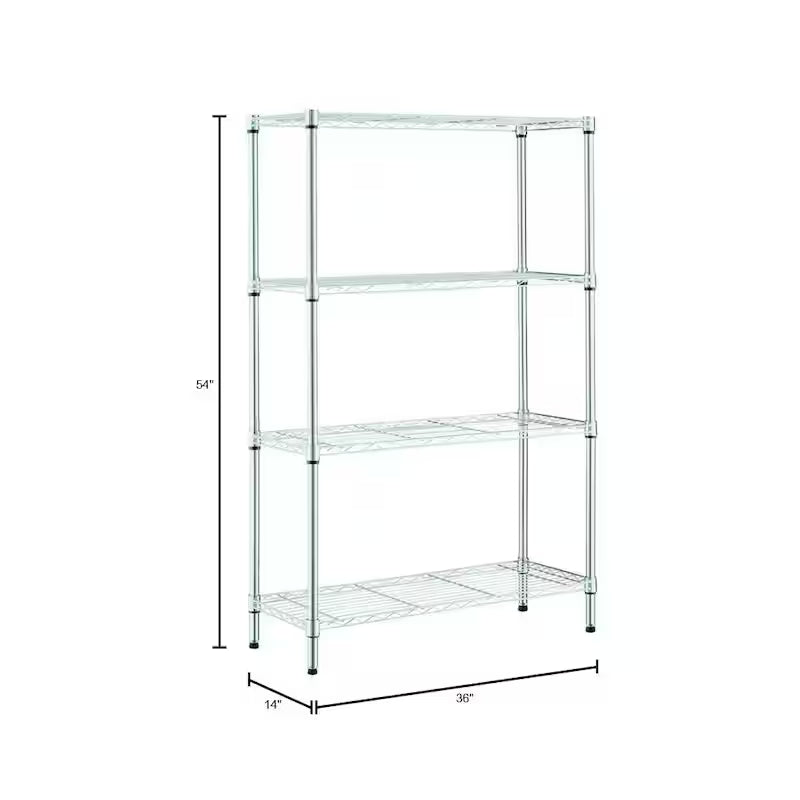 4-Tier Steel Wire Shelving Unit in Chrome T10326
