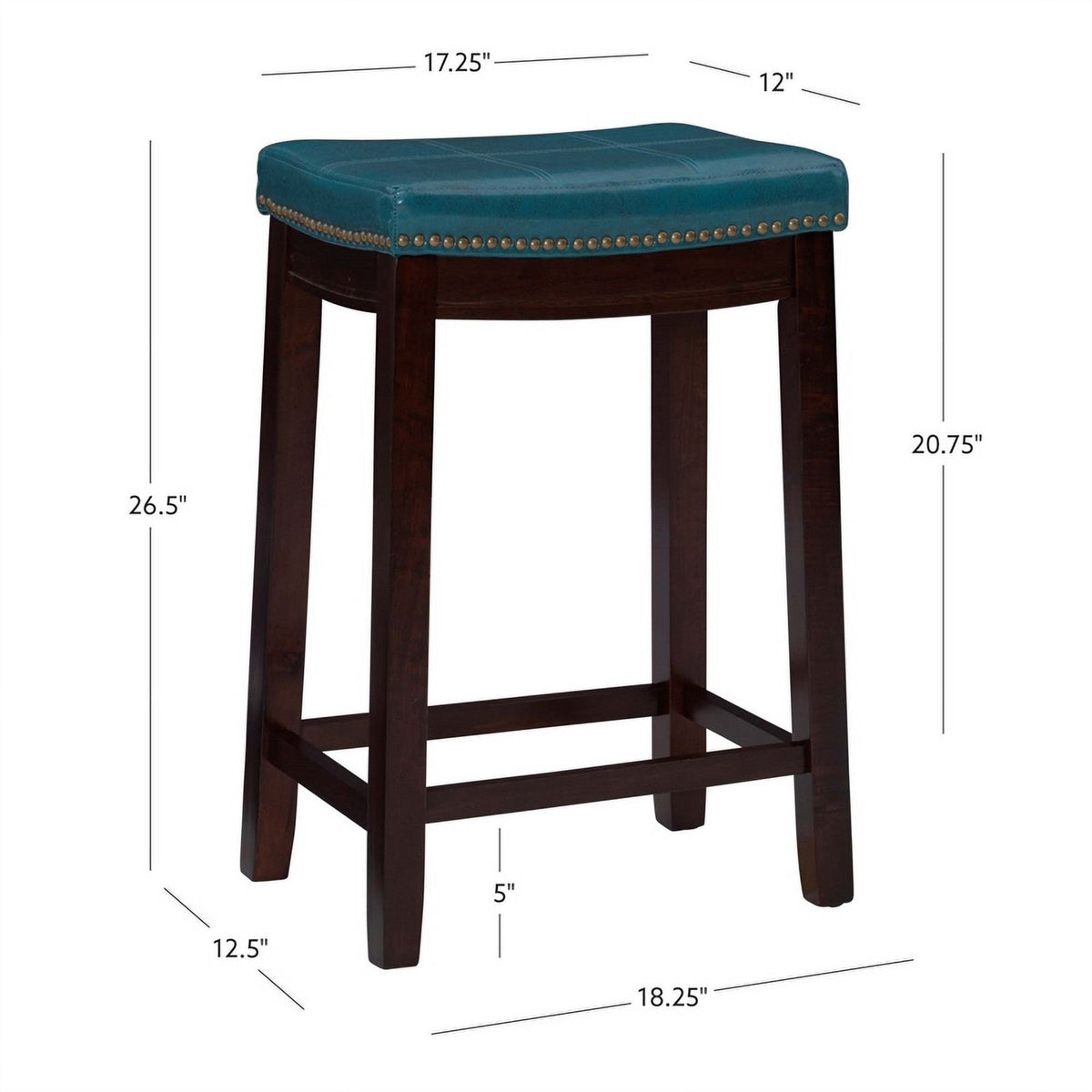 Blue Wood Faux Leather Counter Stool B4330