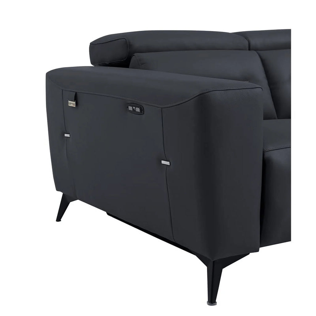 Dark Gray Italian Leather Power Recliner Loveseat T5741