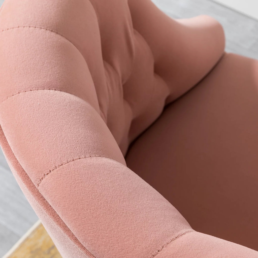Pink Velvet Fabric Swivel Rolling Task Chair J761215