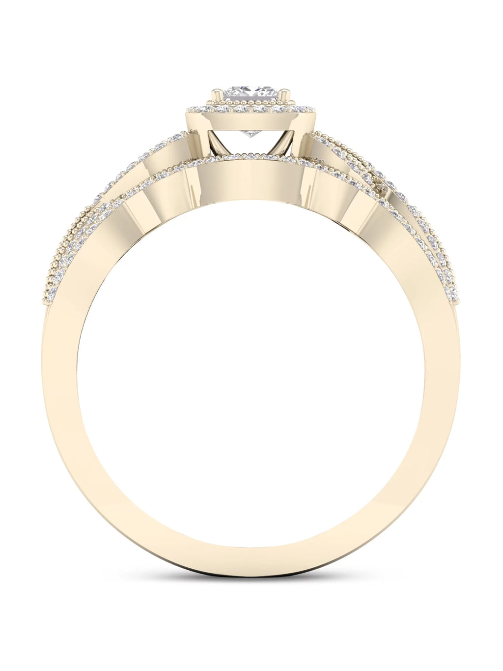 3/8Ct Diamond 10k Yellow Gold Halo Bridal Set F765