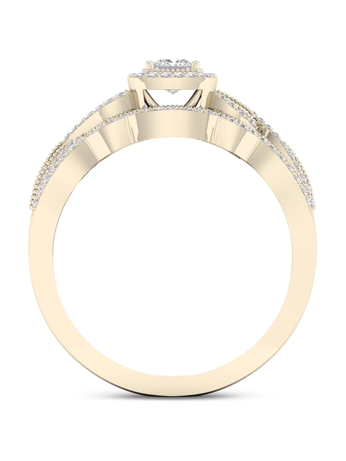 3/8Ct Diamond 10k Yellow Gold Halo Bridal Set F765