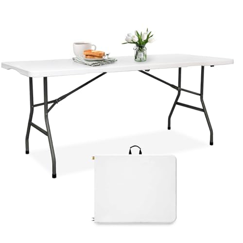 6FT HDPE Fold-in-Half Folding Table White Y5648