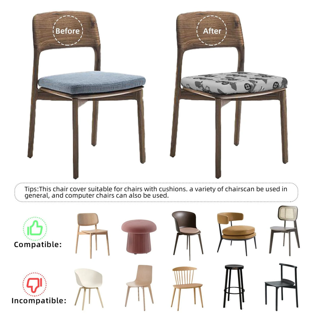Gray Removable Washable Chair Seat Covers Q813