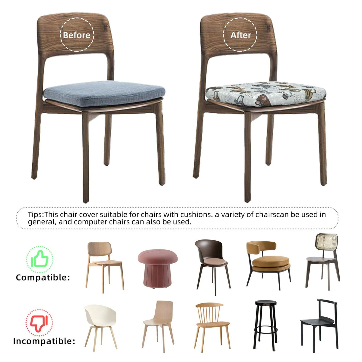 Tractor And Dumper Restaurant Chair Seat Covers F758212