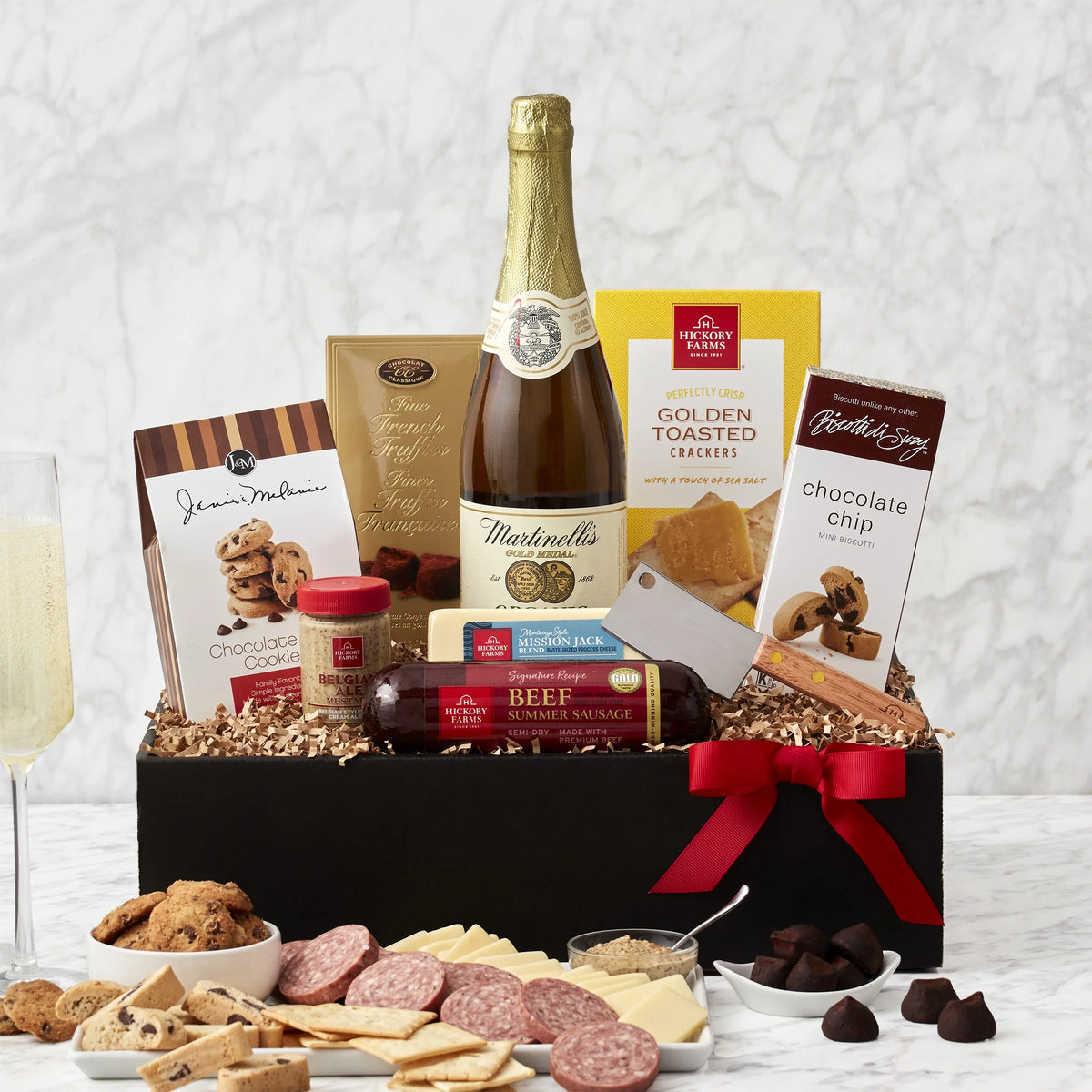 Salami, Cheese, Sparkling Cider Gift Basket E992