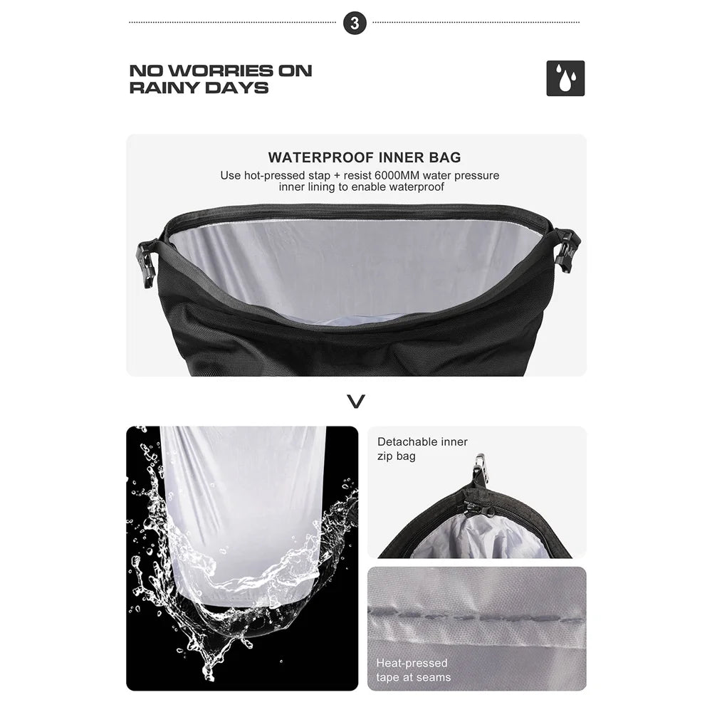 Polyester Motorcycle Side Saddle Bag 20L with Removable Waterproof Inner Bag P3692