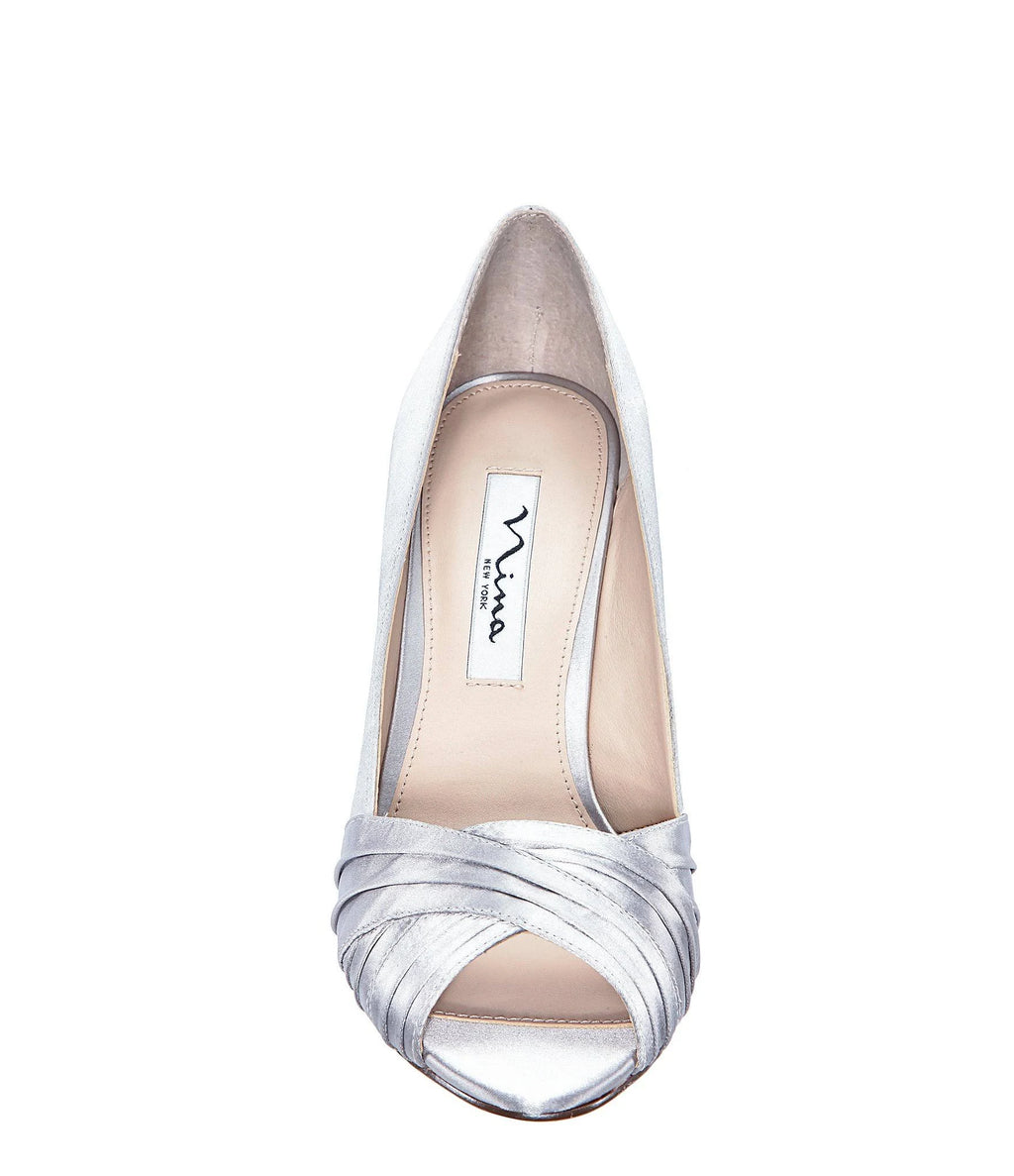 Silver Satin Pump V8183