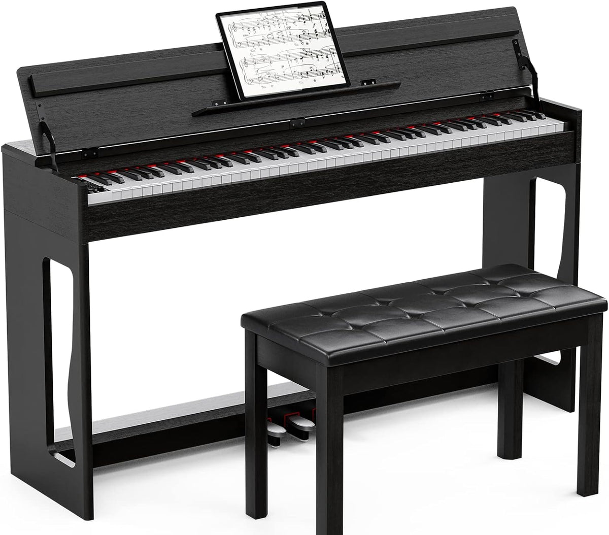 White Full Size Weighted Action Digital Piano with Bench O901