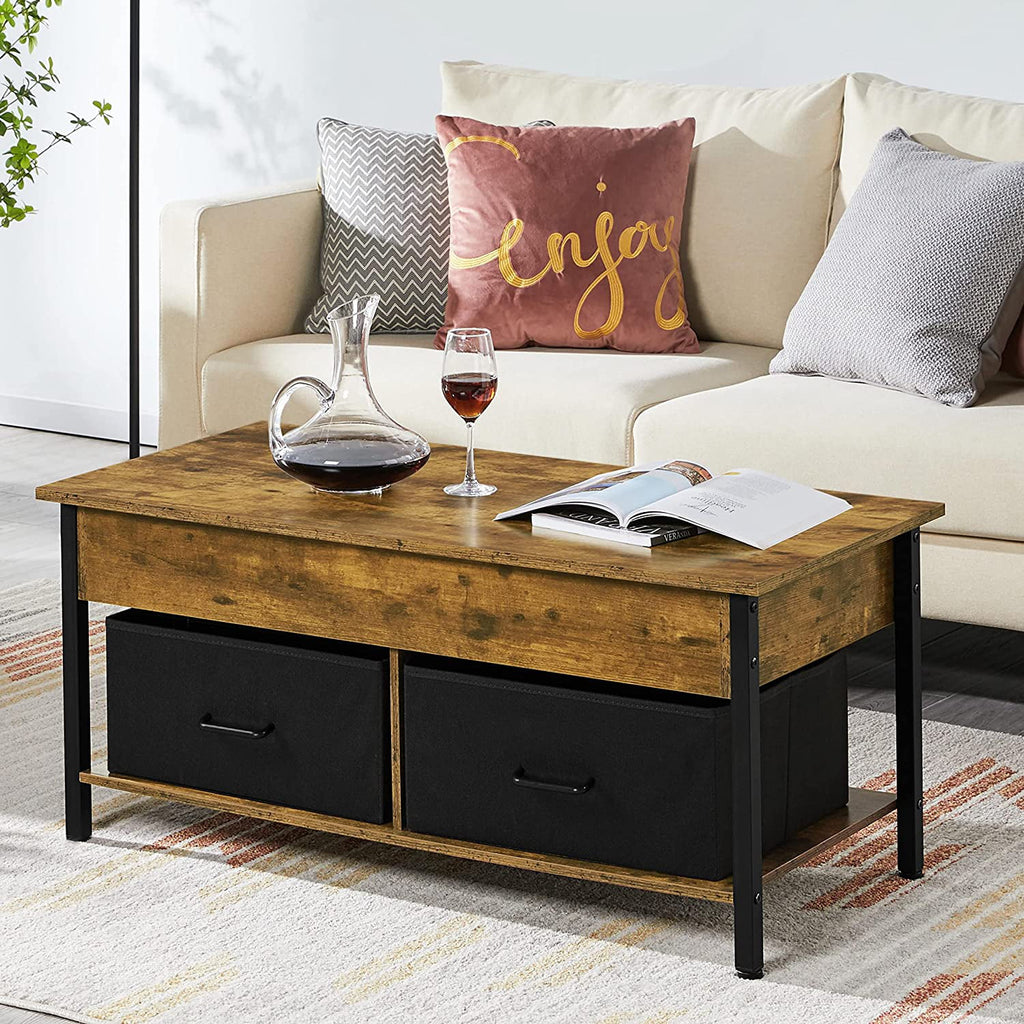 Lift Top Coffee Table with Hidden Storage and 2 Fabric Baskets Y174247