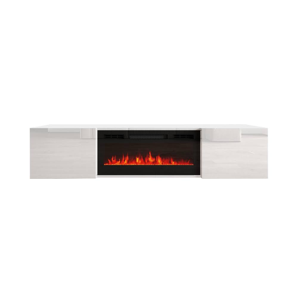 White Wall Mounted Electric Fireplace TV Stand P63857