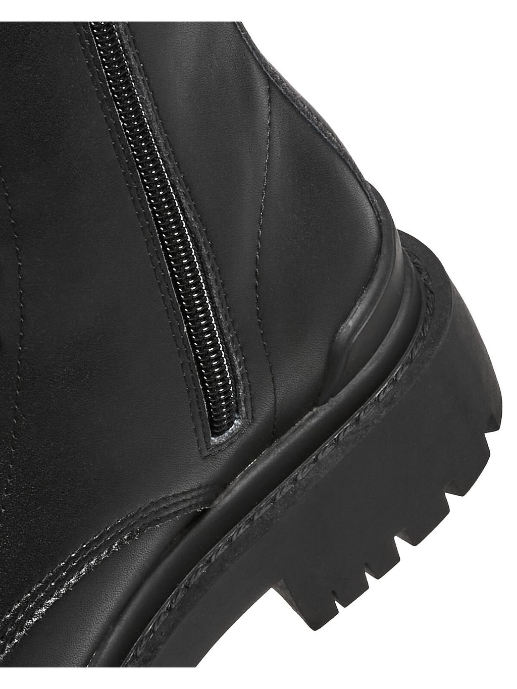 Black Leather Combat Boots I64283