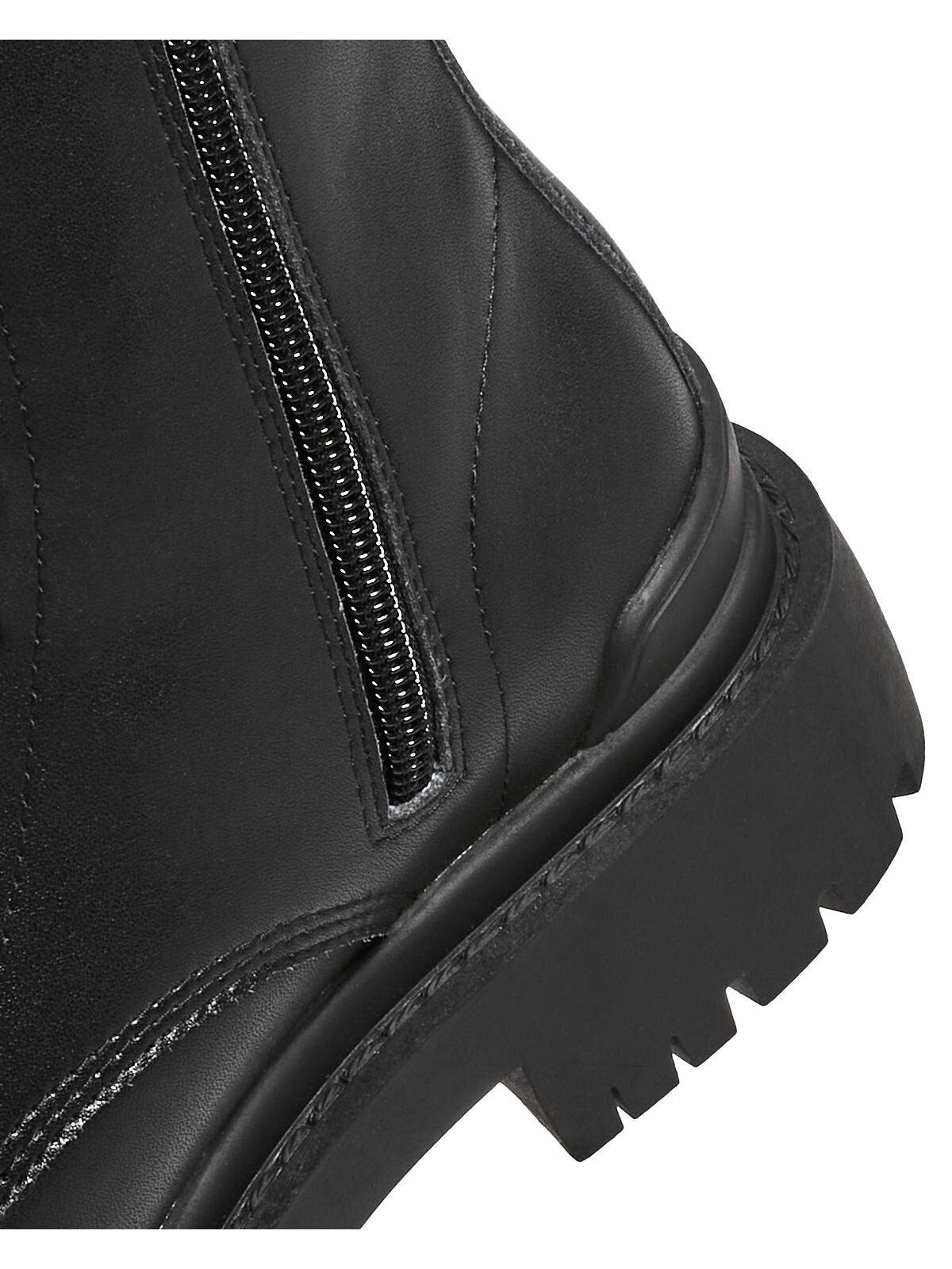 Black Leather Combat Boots I64283