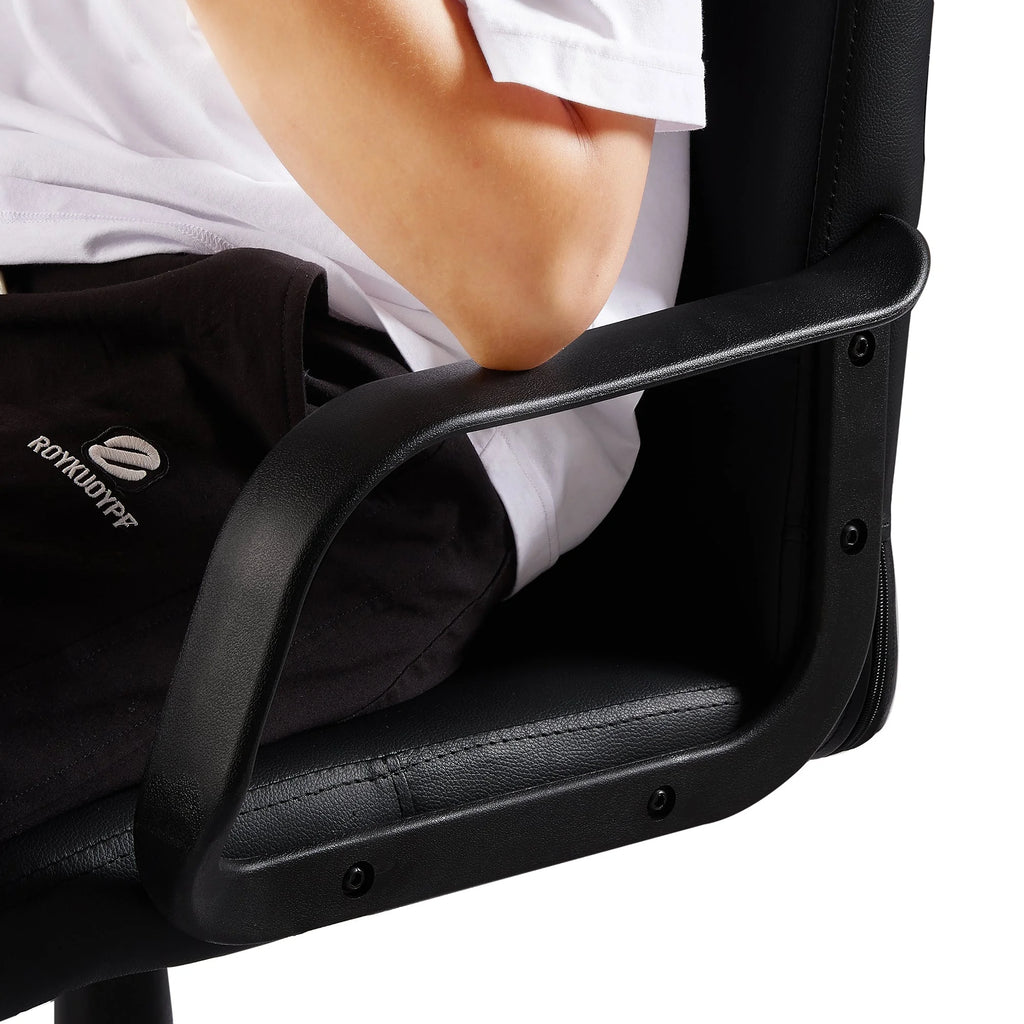 Black Adjustable PU Leather Office Chair with Wheels S347693