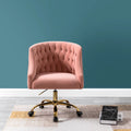 Pink Velvet Fabric Swivel Rolling Task Chair J761215