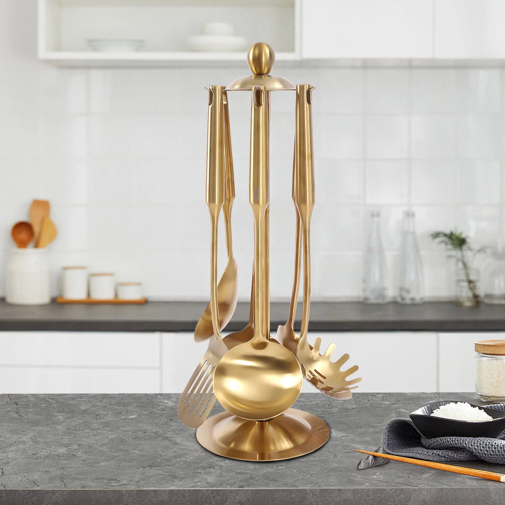 7 Pcs Stainless Steel Cookware Set with Utensil Stand G63727