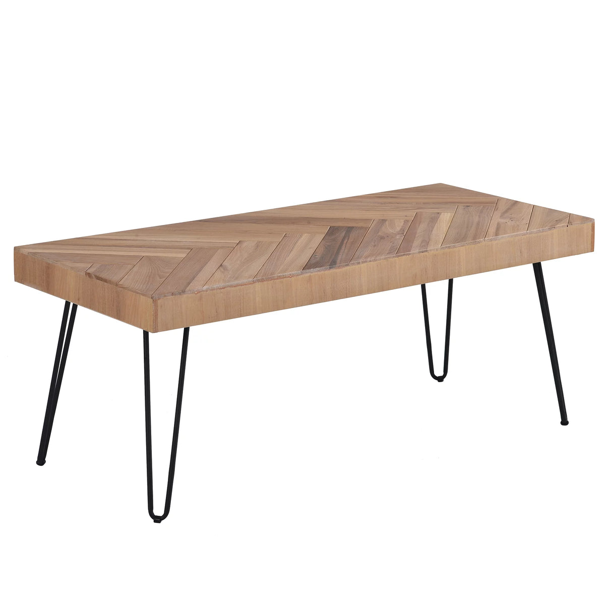 Coffee Table with Chevron Pattern & Metal Hairpin Legs S511