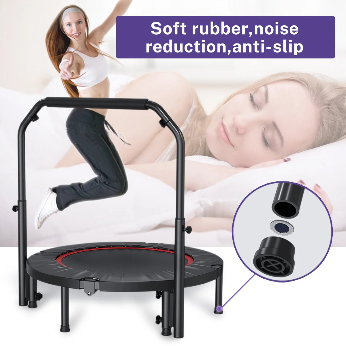 40 Fitness Mini Trampoline with Adjustable Handle H9848