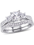 1 1/3 Carat White Sapphire Bridal Engagement Ring in 10K White Gold T2382