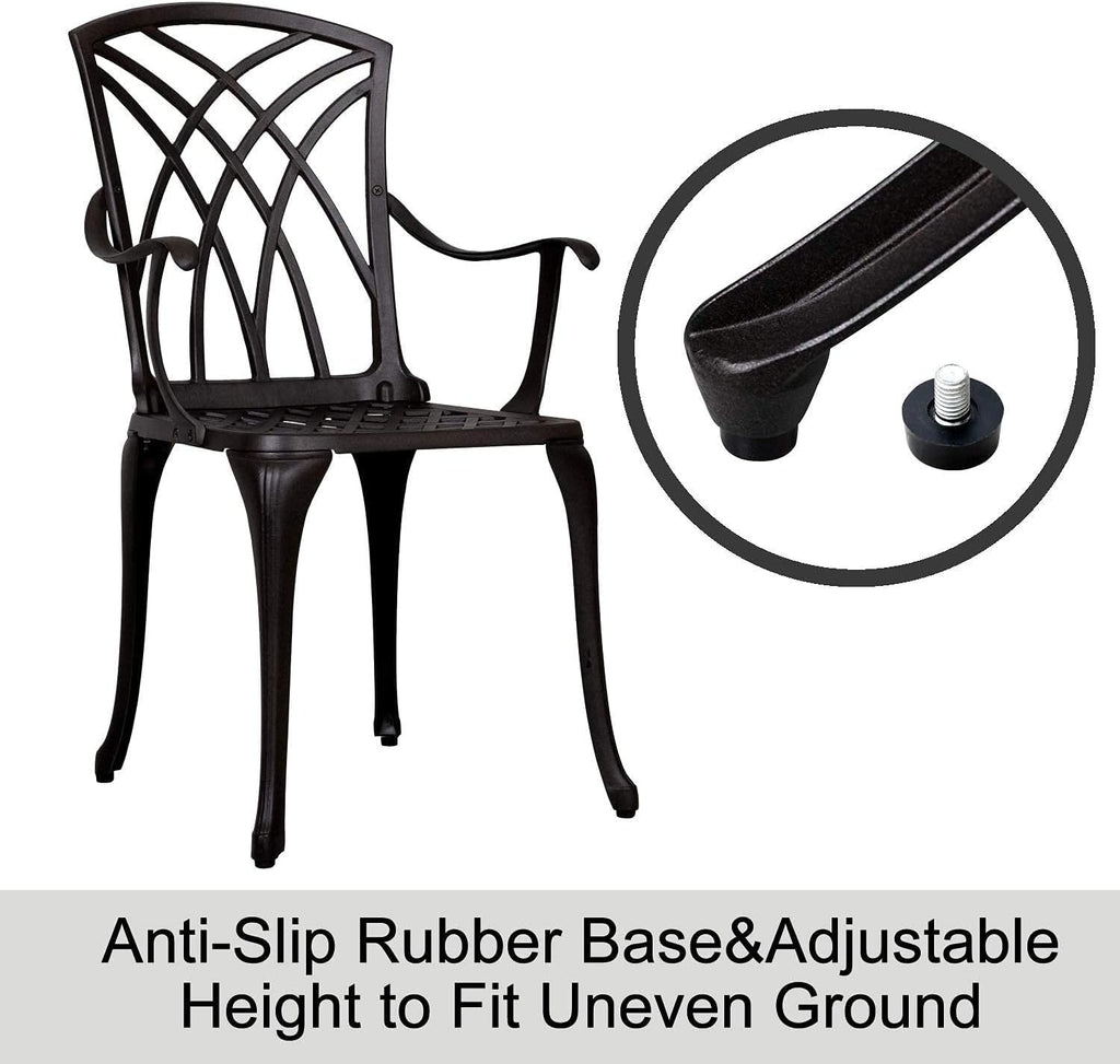 3 Piece Cast Aluminum Patio Bistro Table Set with Umbrella Hole V94386