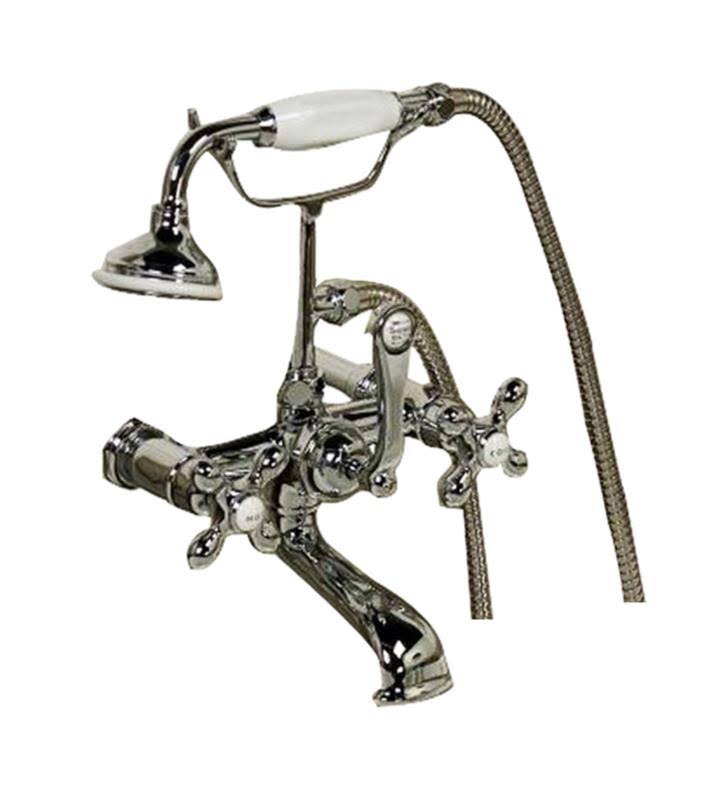 Polished Chrome Tub Wall-Mounted Faucet with Hand Shower O33018