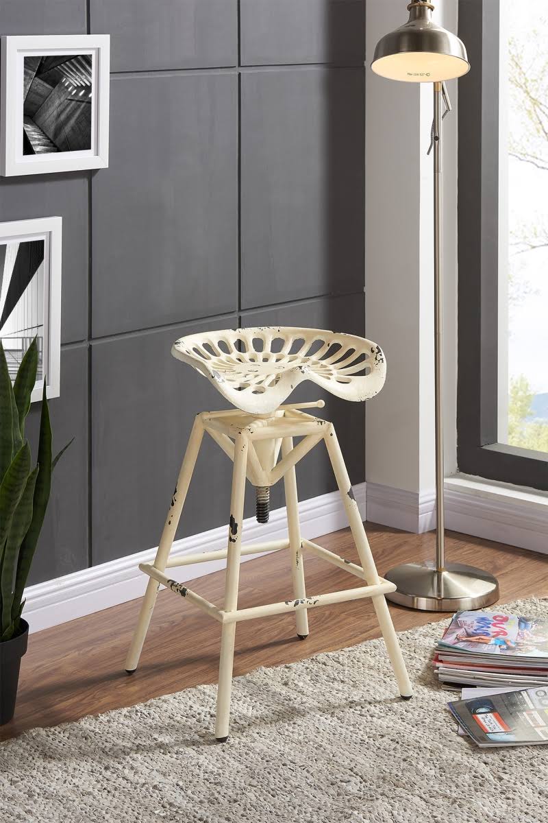 Antique White Adjustable Metal Barstool H202340