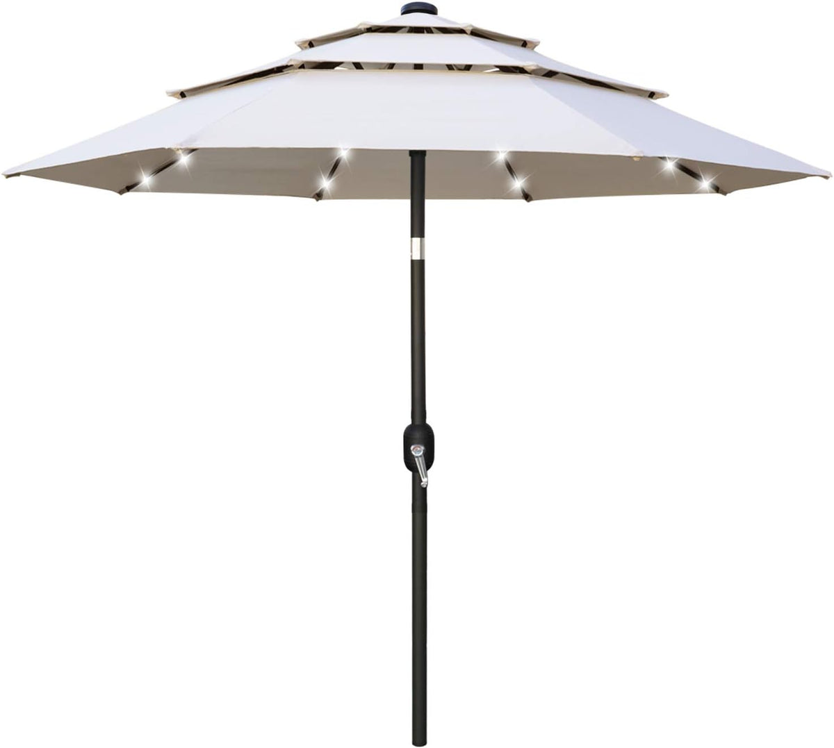 11FT Solar 3 Tiers Market Umbrella with 32 LED J3533