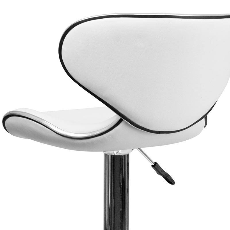 White Vinyl Adjustable Height Barstool with Chrome Base C924176