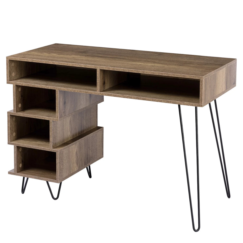 Brown Writing Study Desk with Lattice and V-Shaped Iron Leg Y43997