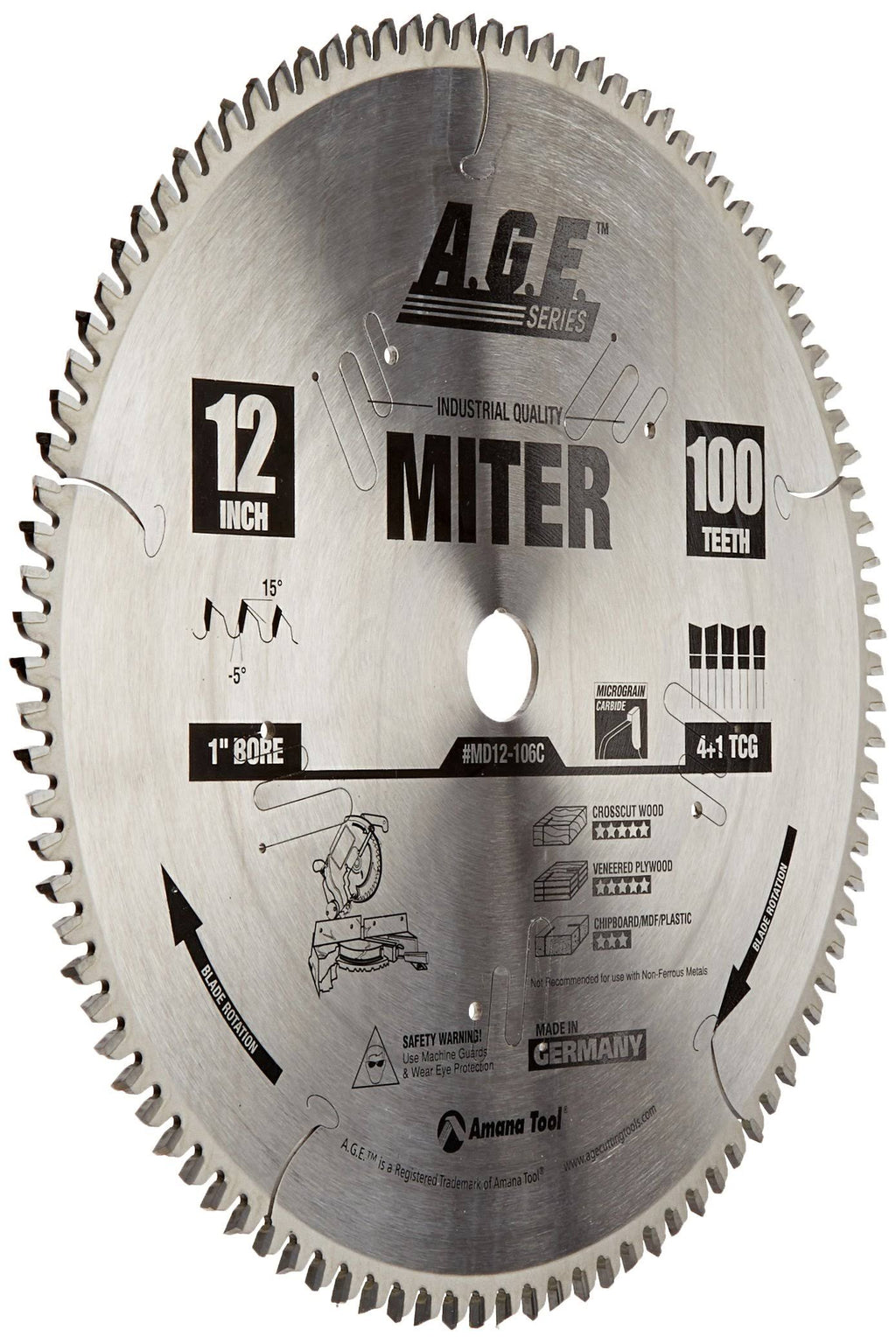 Heavy Duty Miter Saw Blade 12-Inch x 4 Bore L43458